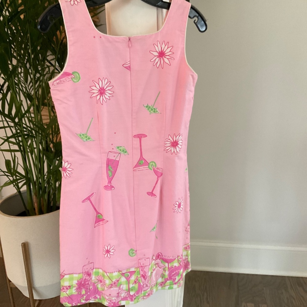 Lilly Pulitzer Pink Sleeveless Dress with Floral and Cocktail Print - Picture 2 of 12